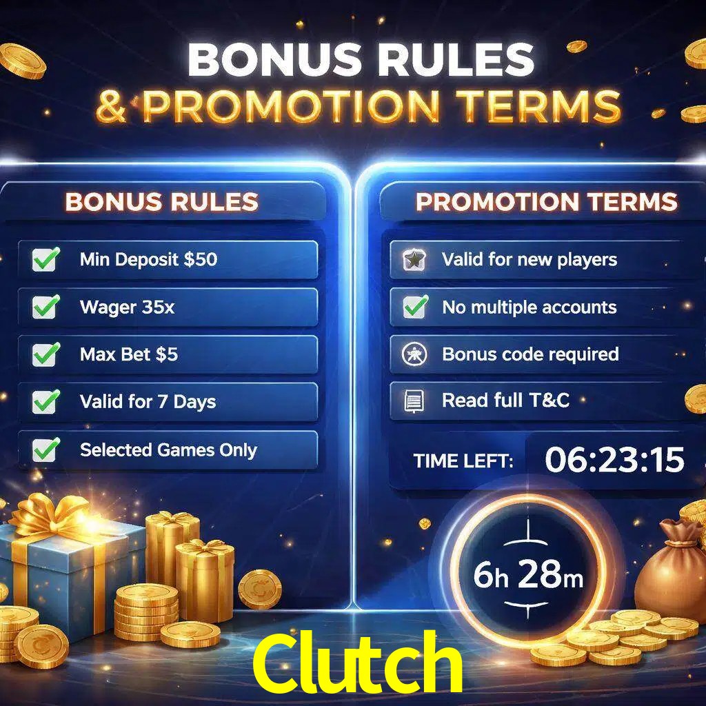 Reglas de promoción Clutch y condiciones de bonos explicadas visualmente