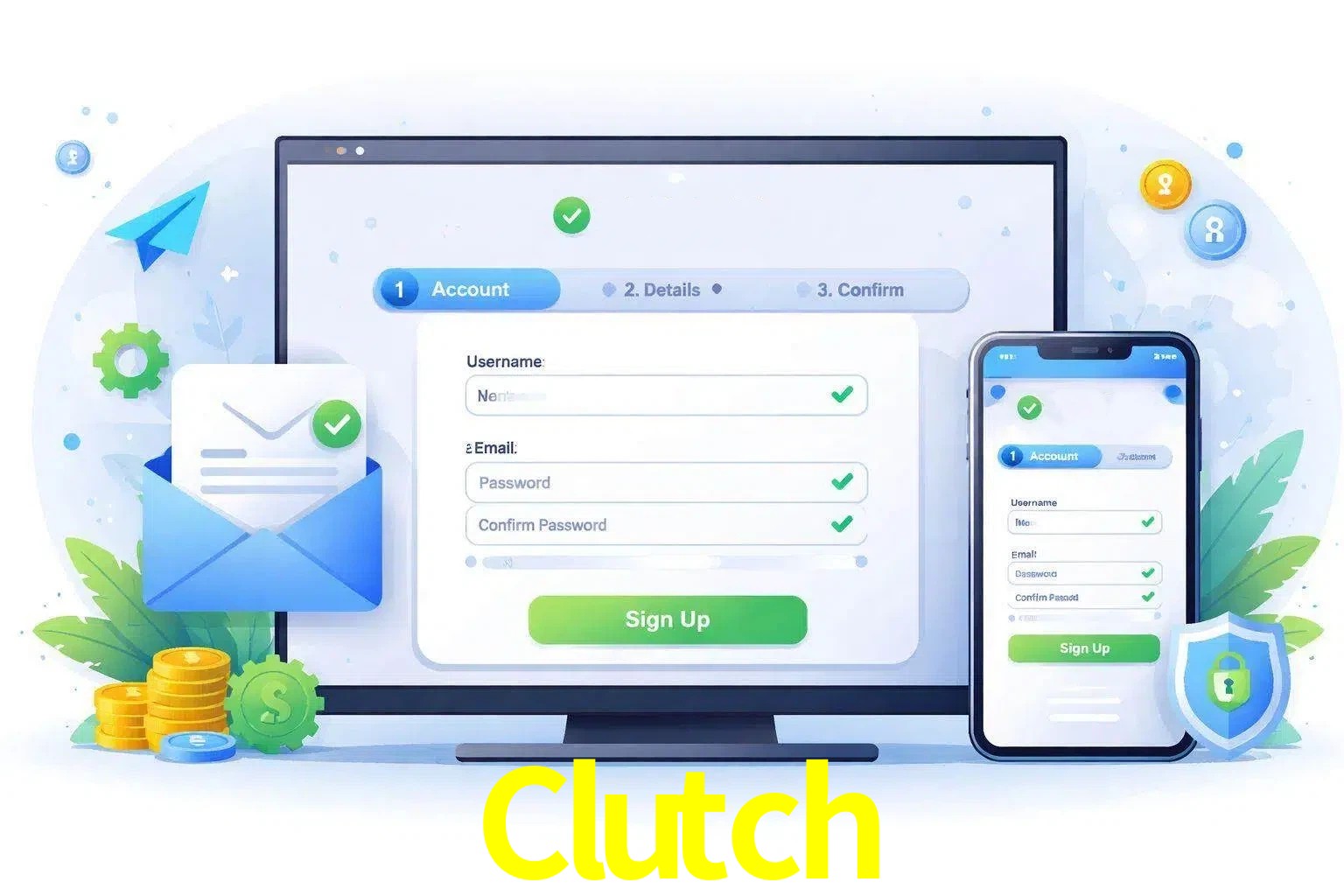 Registro de nuevo usuario y configuración de cuenta Clutch